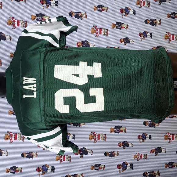 Y2K New York Jets Ty Law #24 green & white youth XL adult Sm NFL football jersey - Picture 6 of 8